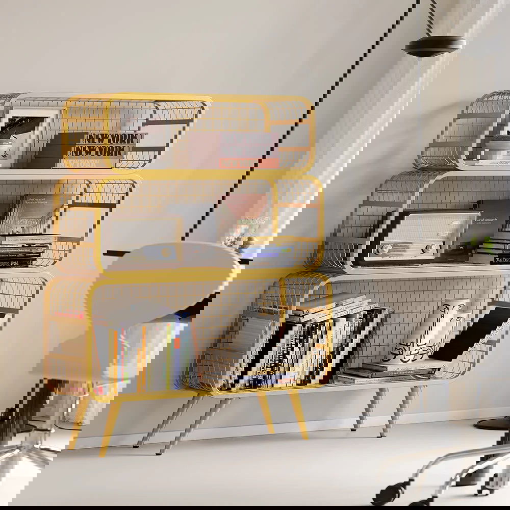 3 Tier Modern Gold Mesh Standing Etagere Bookshelf - 