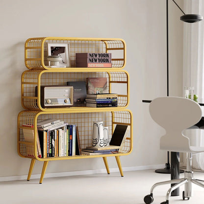 3 Tier Modern Gold Mesh Standing Etagere Bookshelf - 