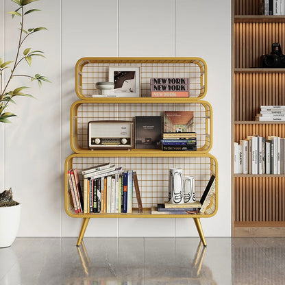 3 Tier Modern Gold Mesh Standing Etagere Bookshelf - Homary