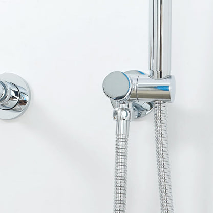 Stev Modern Wall-Mount Swivel Bath Filler Mixer Tap with Handshower in Polished Chrome