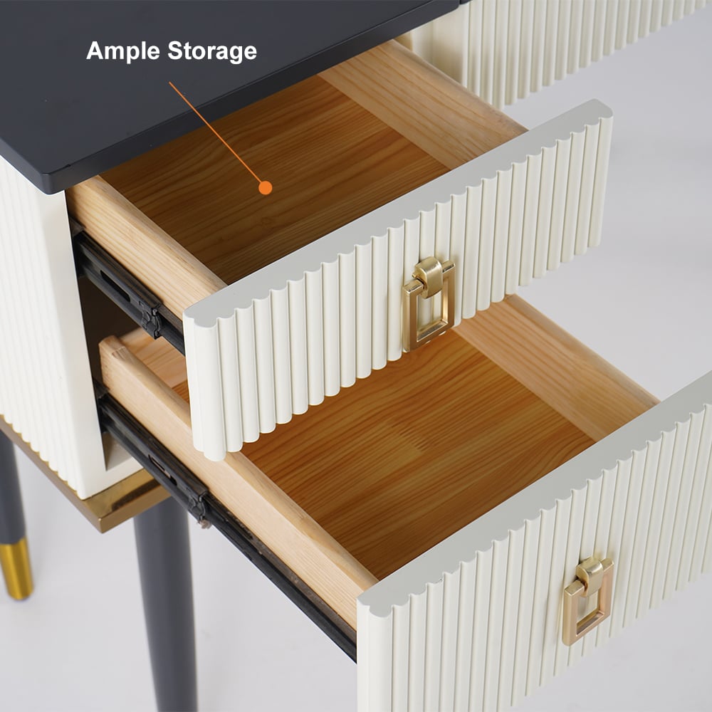 4-Drawer Makeup Vanity Table with Flip Top Mirror White & Grey - 