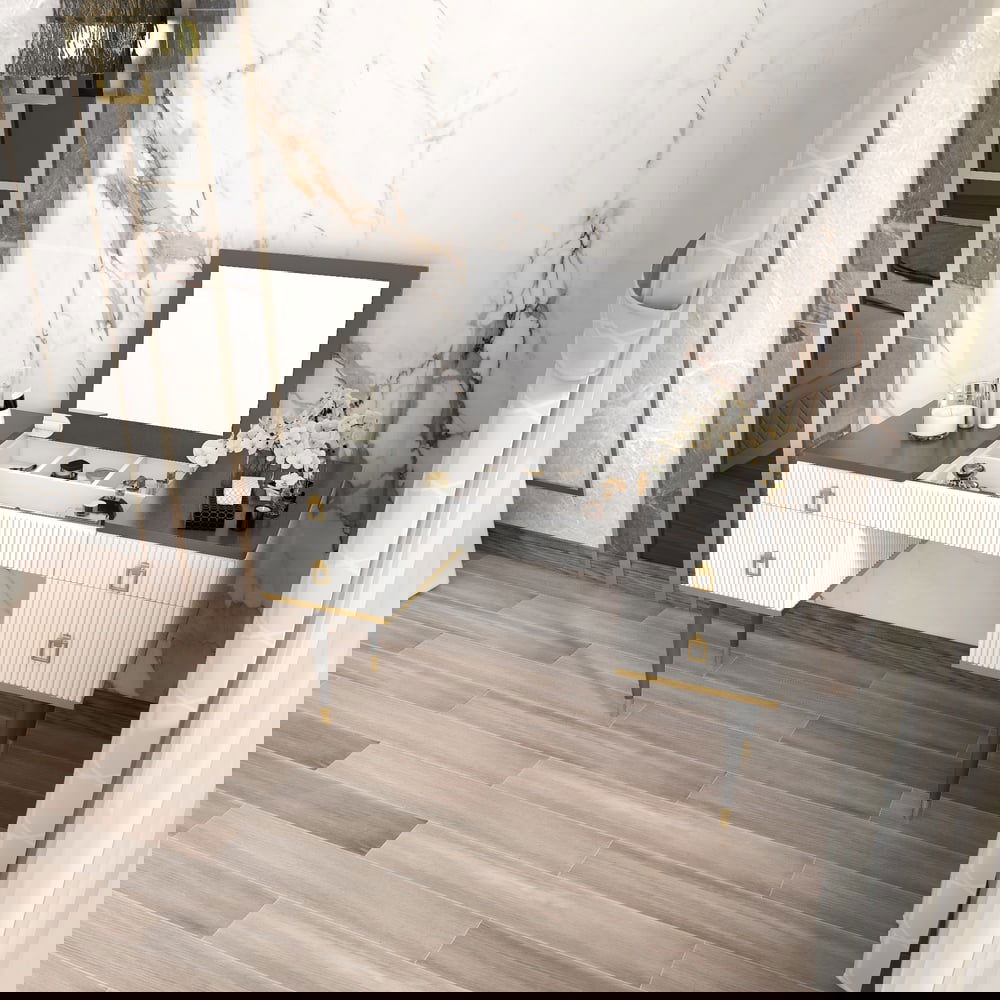 4-Drawer Makeup Vanity Table with Flip Top Mirror White & Grey - 