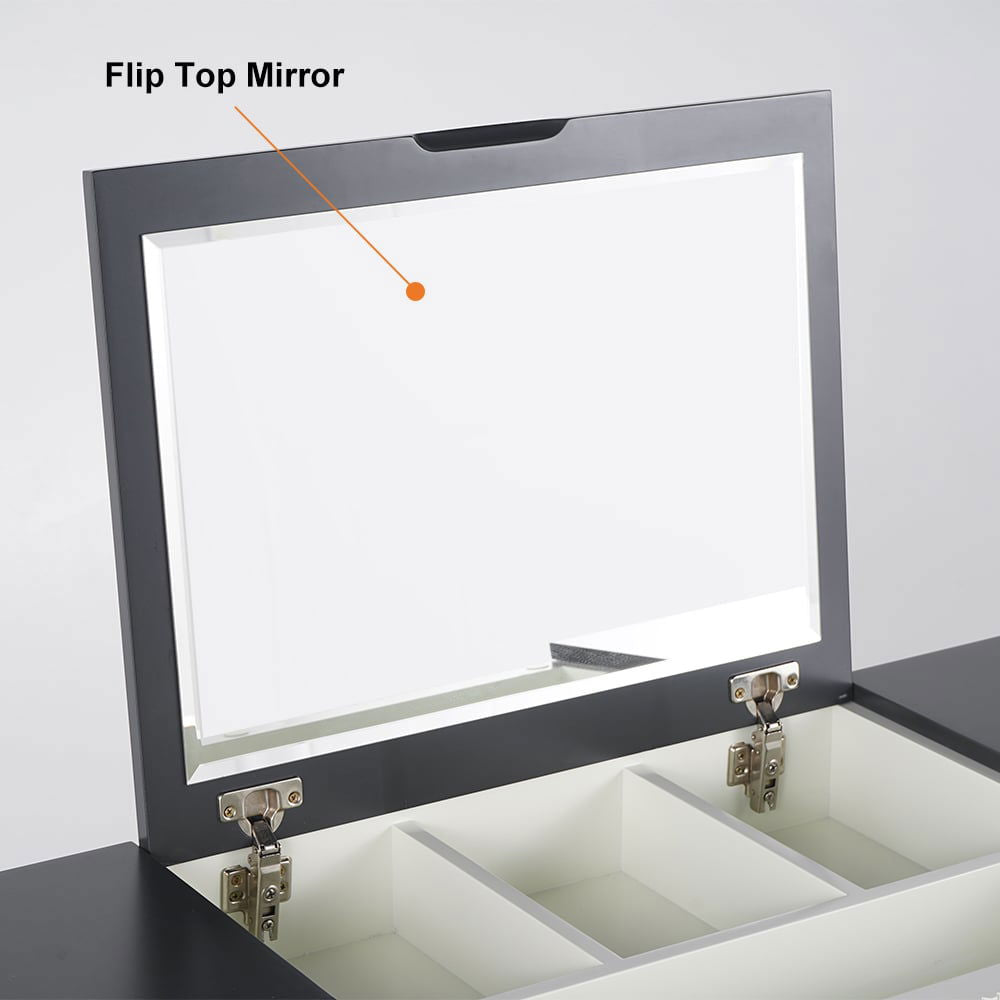 4-Drawer Makeup Vanity Table with Flip Top Mirror White & Grey - 