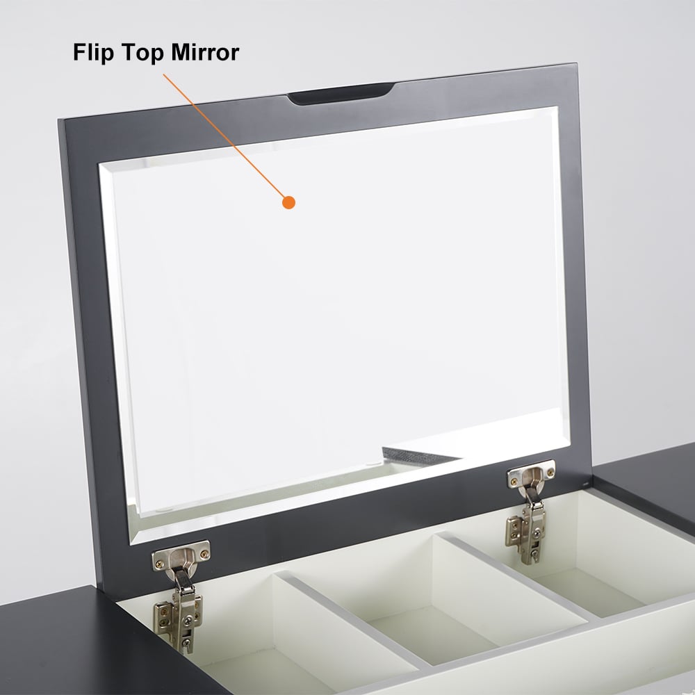4-Drawer Makeup Vanity Table with Flip Top Mirror White & Grey - 