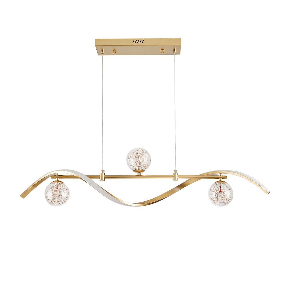 4-Light LED Linear Kitchen Island Lighting in Gold with Glass Globe Shade Dimmable - 