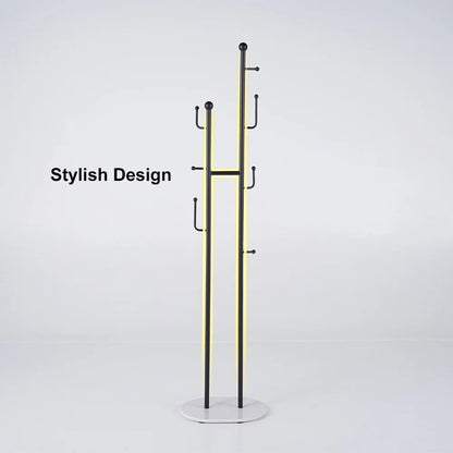 400mm Modern Entryway Freestanding Coat Rack Metal 7 Hooks Marble Base in Black - 