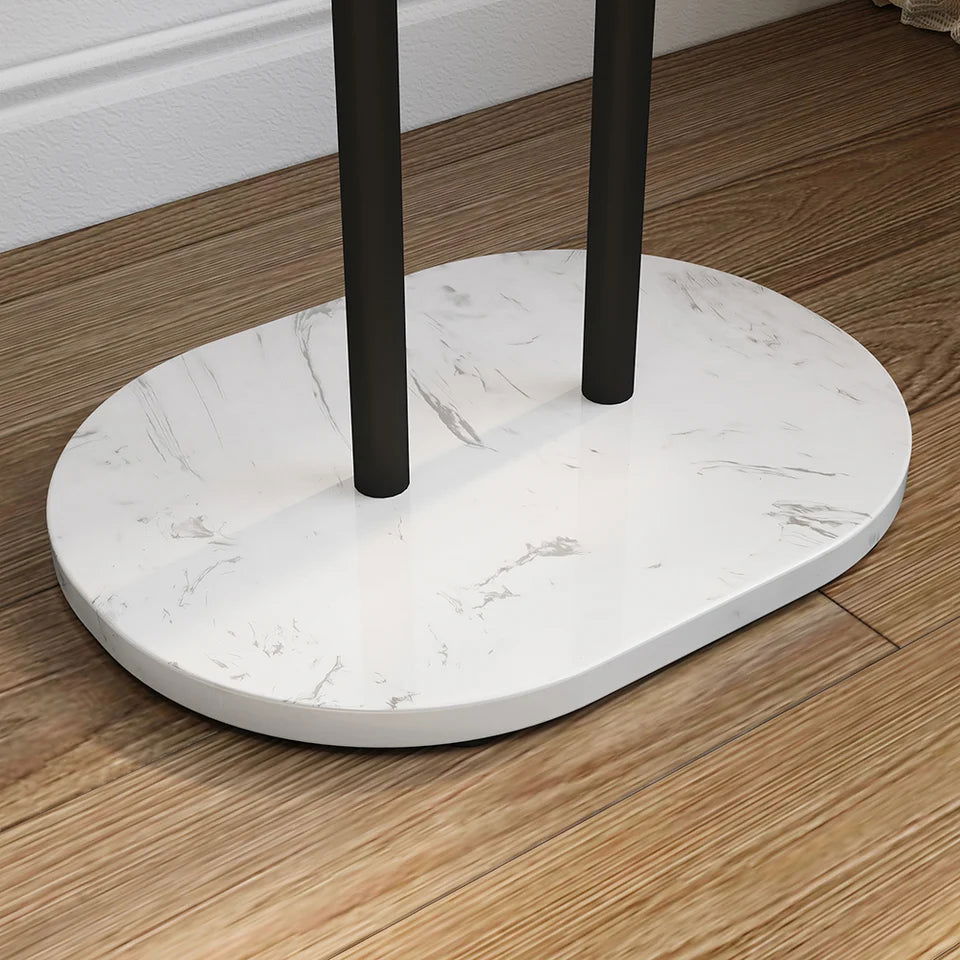 400mm Modern Entryway Freestanding Coat Rack Metal 7 Hooks Marble Base in Black - 