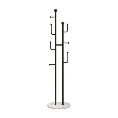 400mm Modern Entryway Freestanding Coat Rack Metal 7 Hooks Marble Base in Black - 