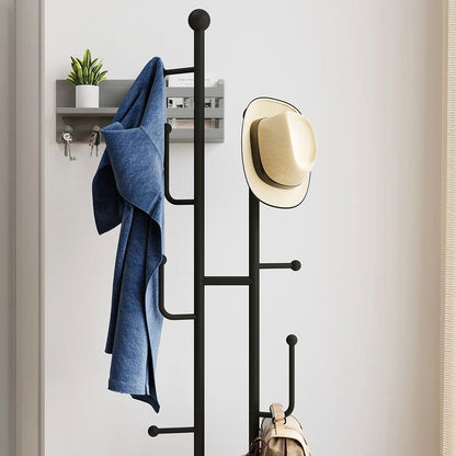 400mm Modern Entryway Freestanding Coat Rack Metal 7 Hooks Marble Base in Black - Homary