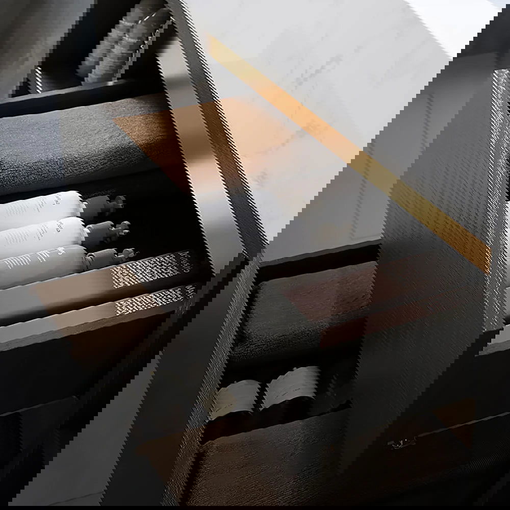 40" Floating Bathroom Vanity Set with Ceramic Sink 2 Drawers & Open Shelves in Black - 