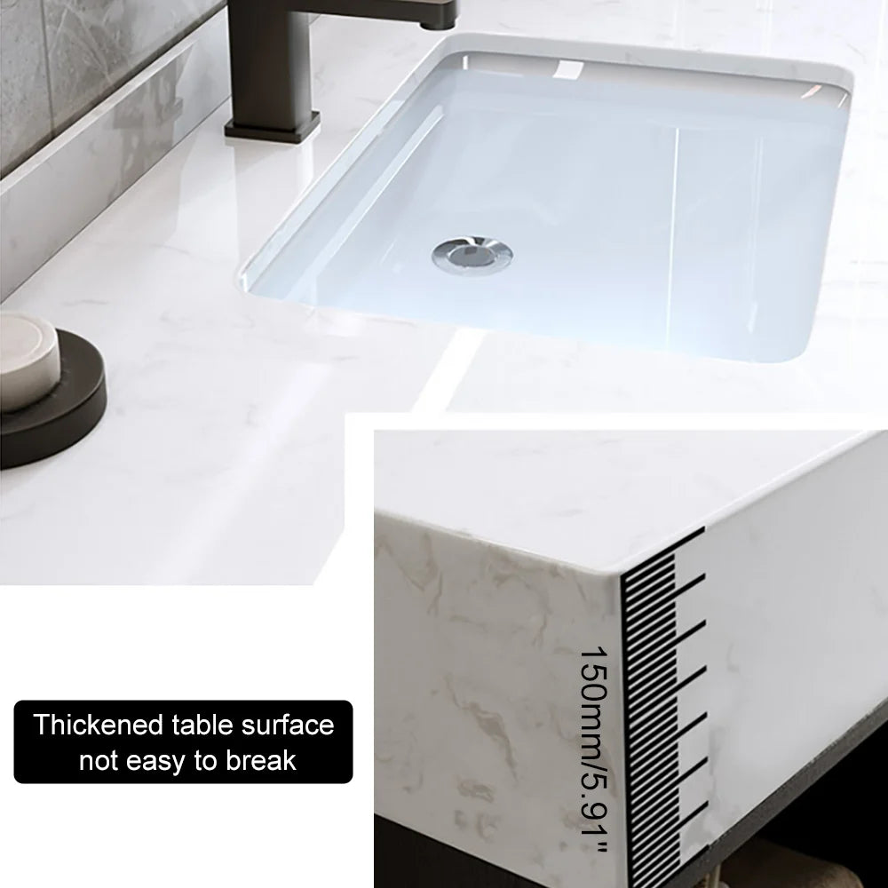 40" Floating Bathroom Vanity Set with Ceramic Sink 2 Drawers & Open Shelves in Black - 