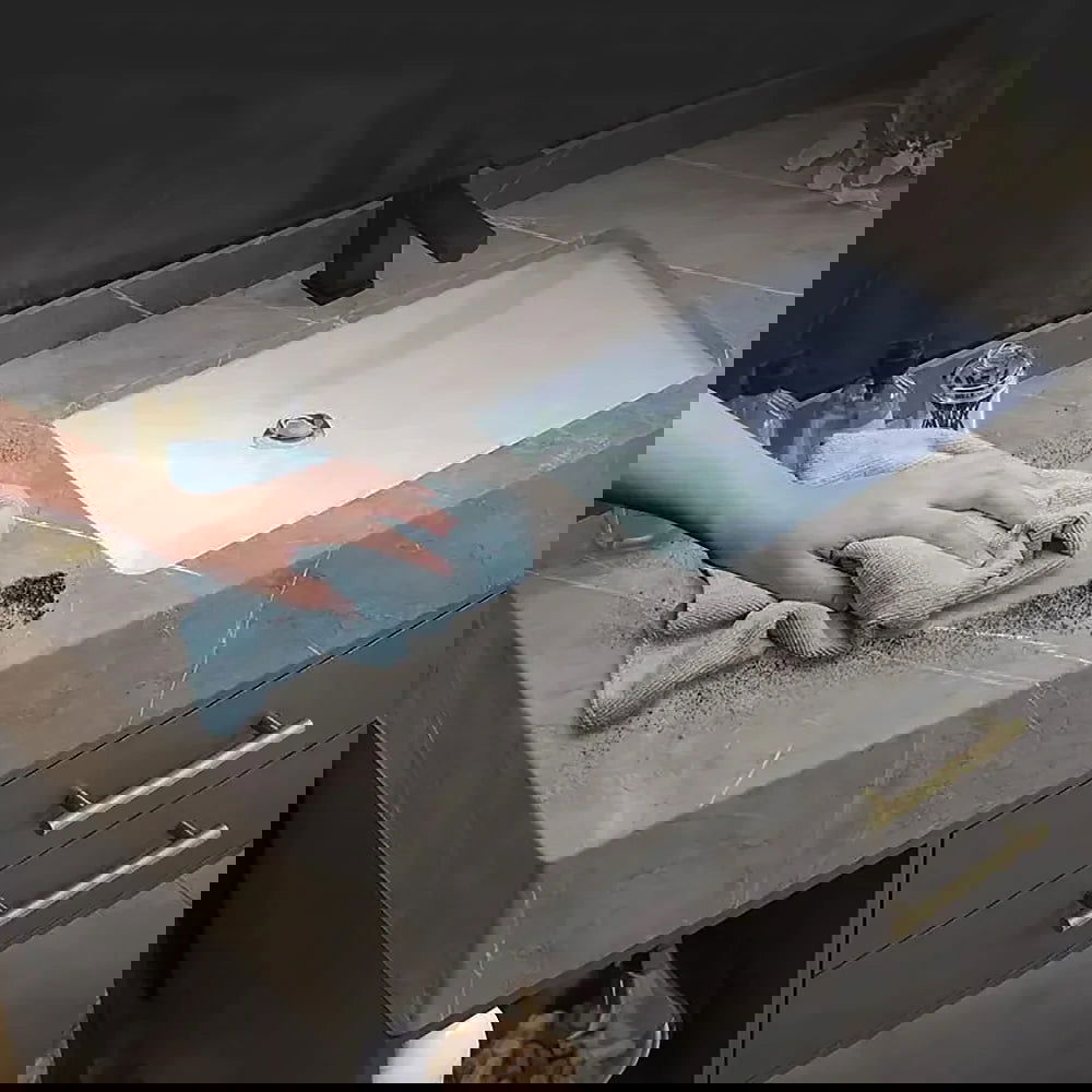 40" Floating Bathroom Vanity with Sintered Stone Vessel Sink Black and Gray - Homary