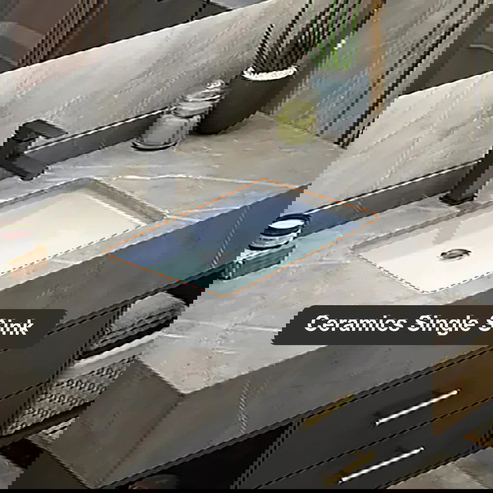 40" Floating Bathroom Vanity with Sintered Stone Vessel Sink Black and Gray - Homary