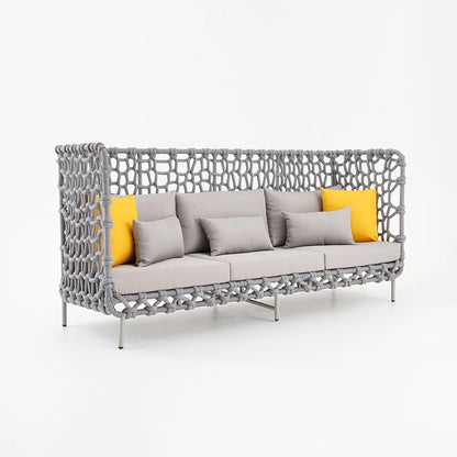 6 Pieces Aluminum & Rope Outdoor Sofa Set with Coffee Table and Cushion Pillow in Gray