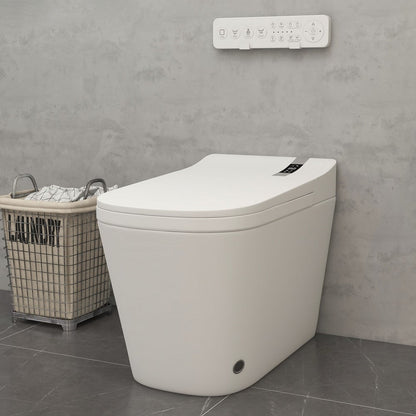 White Smart Toilet One-Piece Square with Intelligent Automatic Cover and Remote Control