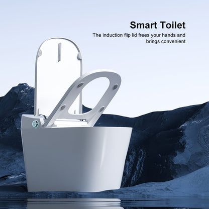 White Smart Toilet One-Piece Square with Intelligent Automatic Cover and Remote Control