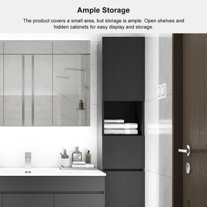 Modern Bathroom Cabinet with Drawers Wall Mounted Bathroom Cabinet with Doors with Shelf- Black