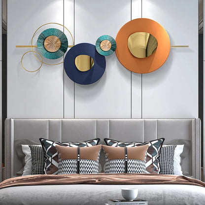 Modern Metal Wall Decor Overlapping Creative Geometric Round Home Hanging Art in Large