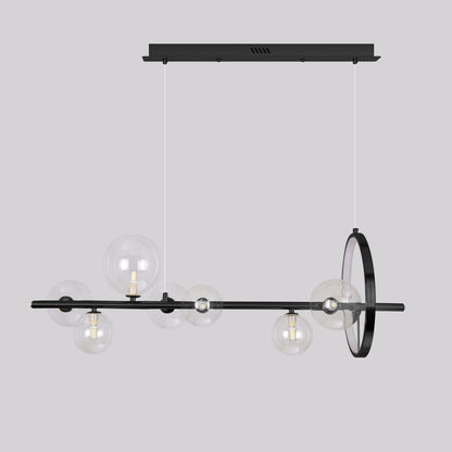 Modern Minimalist 7-Light Glass Globe Shade Kitchen Island Light in Black