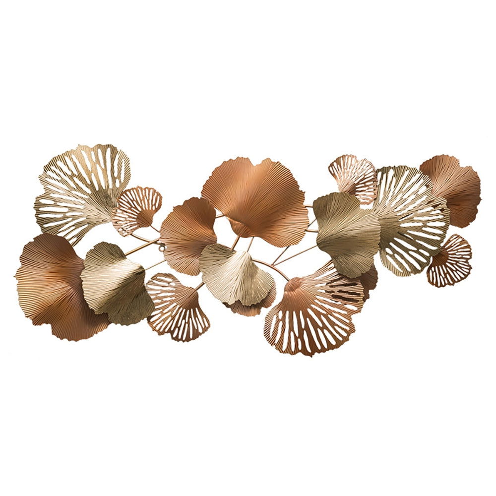 53.9" Farmhouse Gold Ginkgo Leaves Wall Decor For Living Room Bedroom Metal Wall Art - 