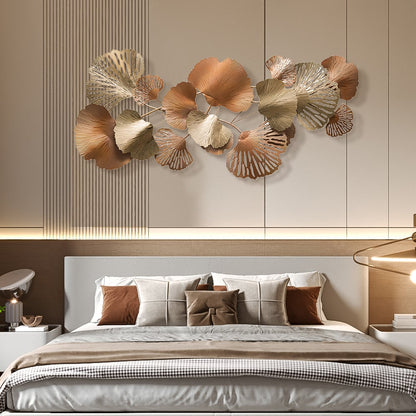 53.9" Farmhouse Gold Ginkgo Leaves Wall Decor For Living Room Bedroom Metal Wall Art - 