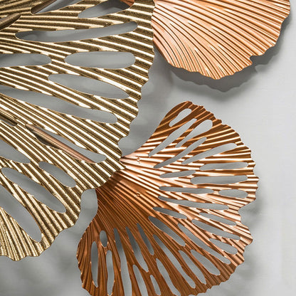 53.9" Farmhouse Gold Ginkgo Leaves Wall Decor For Living Room Bedroom Metal Wall Art - Homary