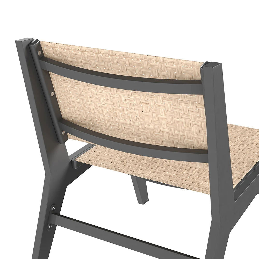 5Pcs Rustic Rattan Aluminum Outdoor Patio Lounge Chair Set Round Coffee Table & Stool - 