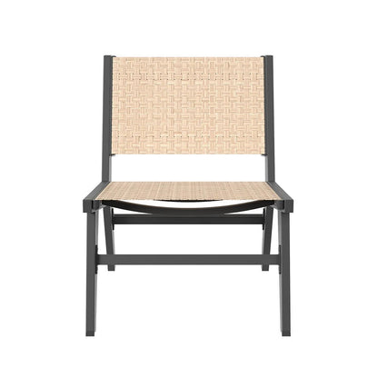 5Pcs Rustic Rattan Aluminum Outdoor Patio Lounge Chair Set Round Coffee Table & Stool - 