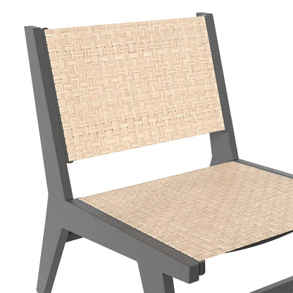 5Pcs Rustic Rattan Aluminum Outdoor Patio Lounge Chair Set Round Coffee Table & Stool - 