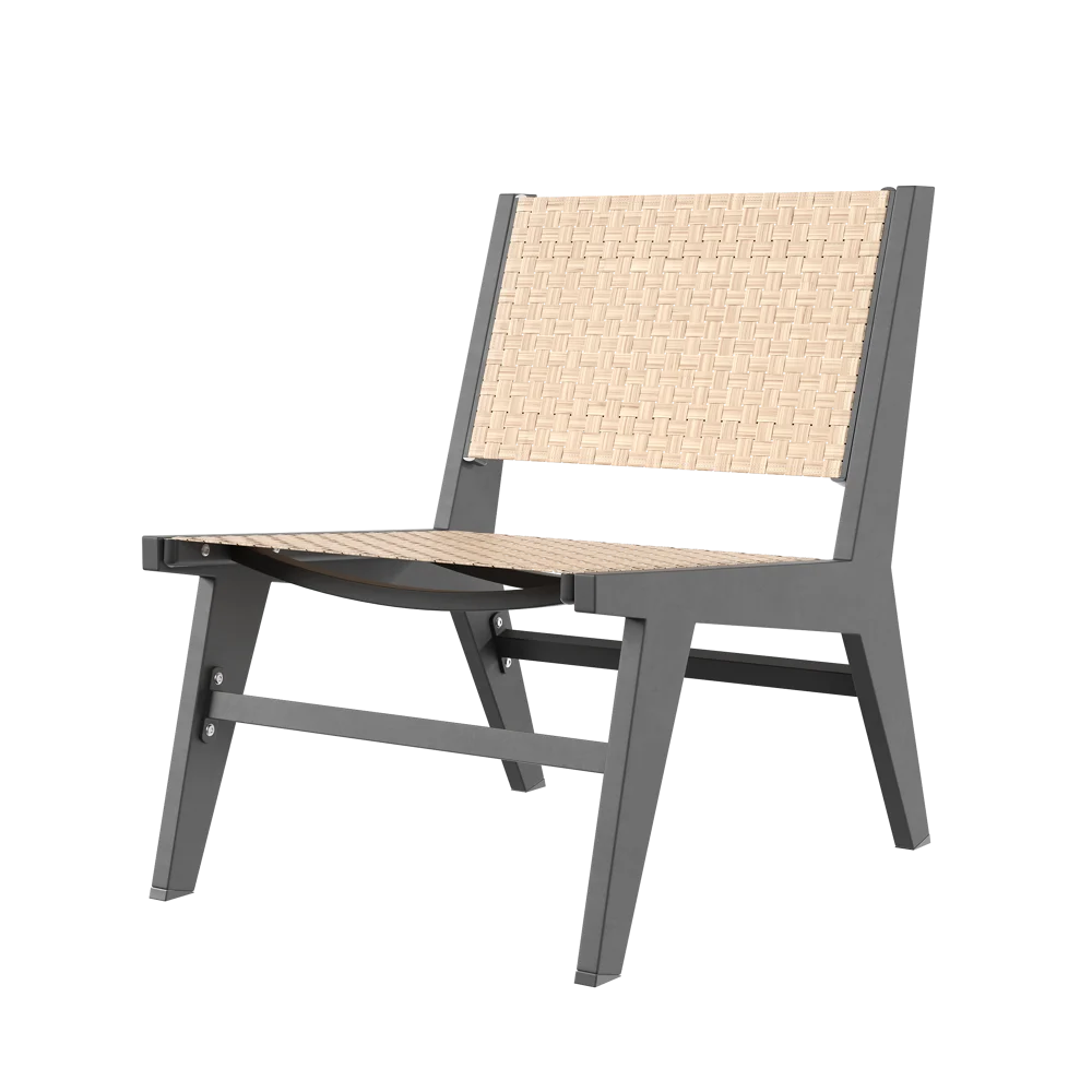 5Pcs Rustic Rattan Aluminum Outdoor Patio Lounge Chair Set Round Coffee Table & Stool - Homary