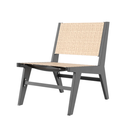 5Pcs Rustic Rattan Aluminum Outdoor Patio Lounge Chair Set Round Coffee Table & Stool - Homary