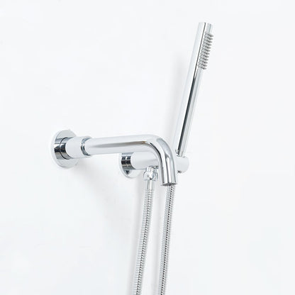 Stev Modern Wall-Mount Swivel Bath Filler Mixer Tap with Handshower in Polished Chrome