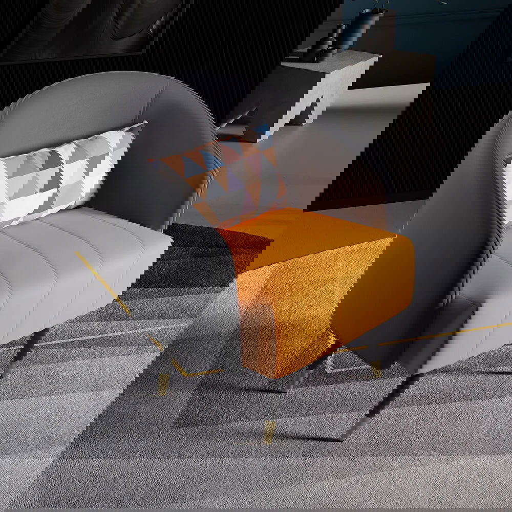 660mm Modern Grey Accent Chair Microfiber Leather Slipper Chair Living Room - 