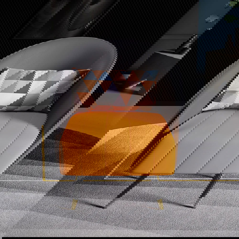 660mm Modern Grey Accent Chair Microfiber Leather Slipper Chair Living Room - 