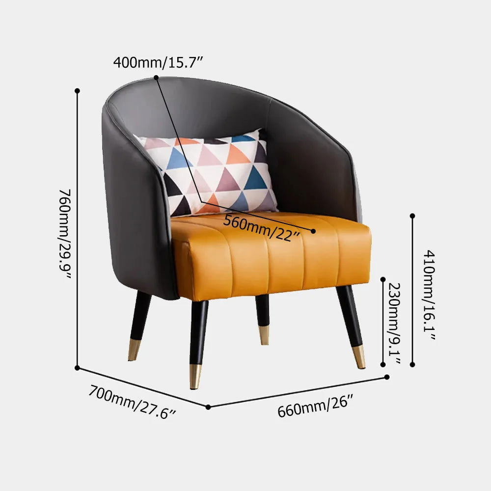 660mm Modern Grey Accent Chair Microfiber Leather Slipper Chair Living Room - 