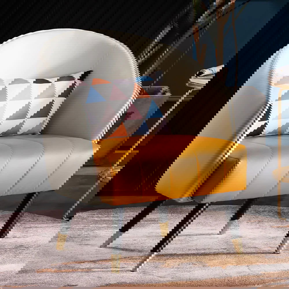 660mm Modern White Living Room Accent Chair Microfiber Leather Slipper Chair - 