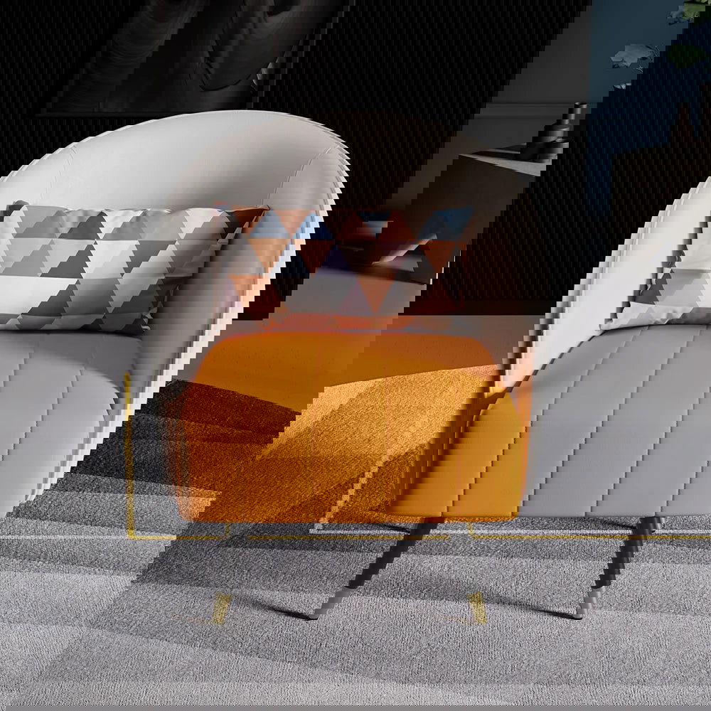 660mm Modern White Living Room Accent Chair Microfiber Leather Slipper Chair - 