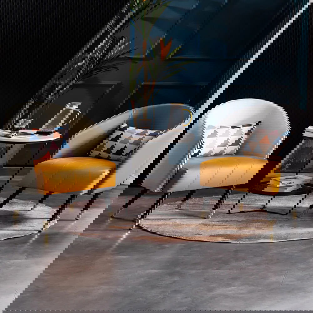 660mm Modern White Living Room Accent Chair Microfiber Leather Slipper Chair - 