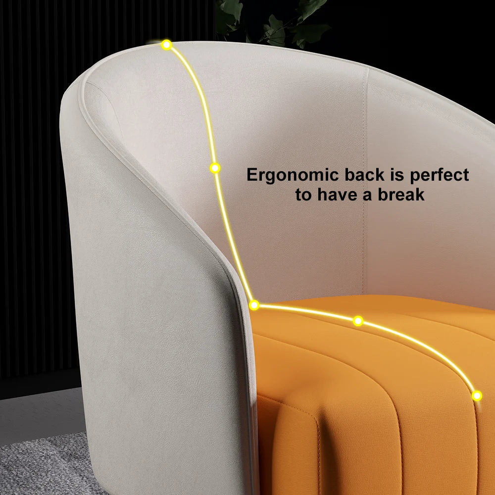 660mm Modern White Living Room Accent Chair Microfiber Leather Slipper Chair - 