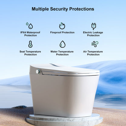 White Smart Toilet One-Piece Square with Intelligent Automatic Cover and Remote Control