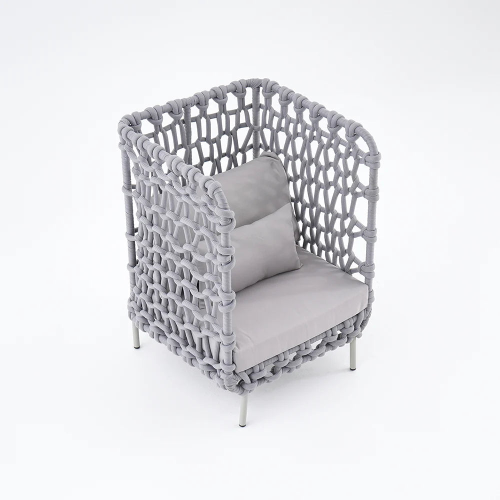 6 Pieces Aluminum & Rope Outdoor Sofa Set with Coffee Table and Cushion Pillow in Gray - 