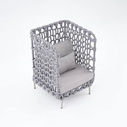 6 Pieces Aluminum & Rope Outdoor Sofa Set with Coffee Table and Cushion Pillow in Gray - 