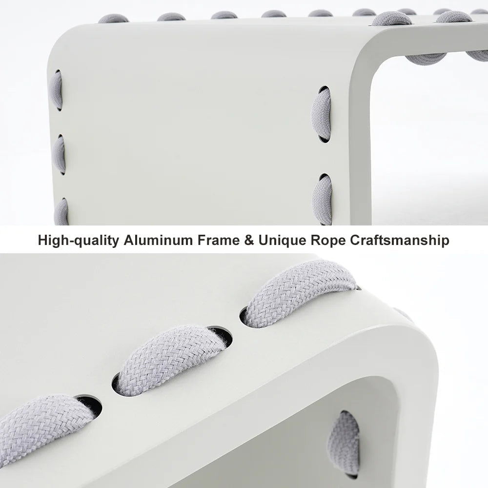 6 Pieces Aluminum & Rope Outdoor Sofa Set with Coffee Table and Cushion Pillow in Gray - 