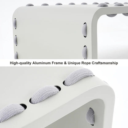 6 Pieces Aluminum & Rope Outdoor Sofa Set with Coffee Table and Cushion Pillow in Gray - 
