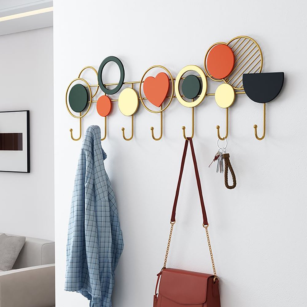 7-Hook Modern Entryway Wall Mounted Coat Rack - 