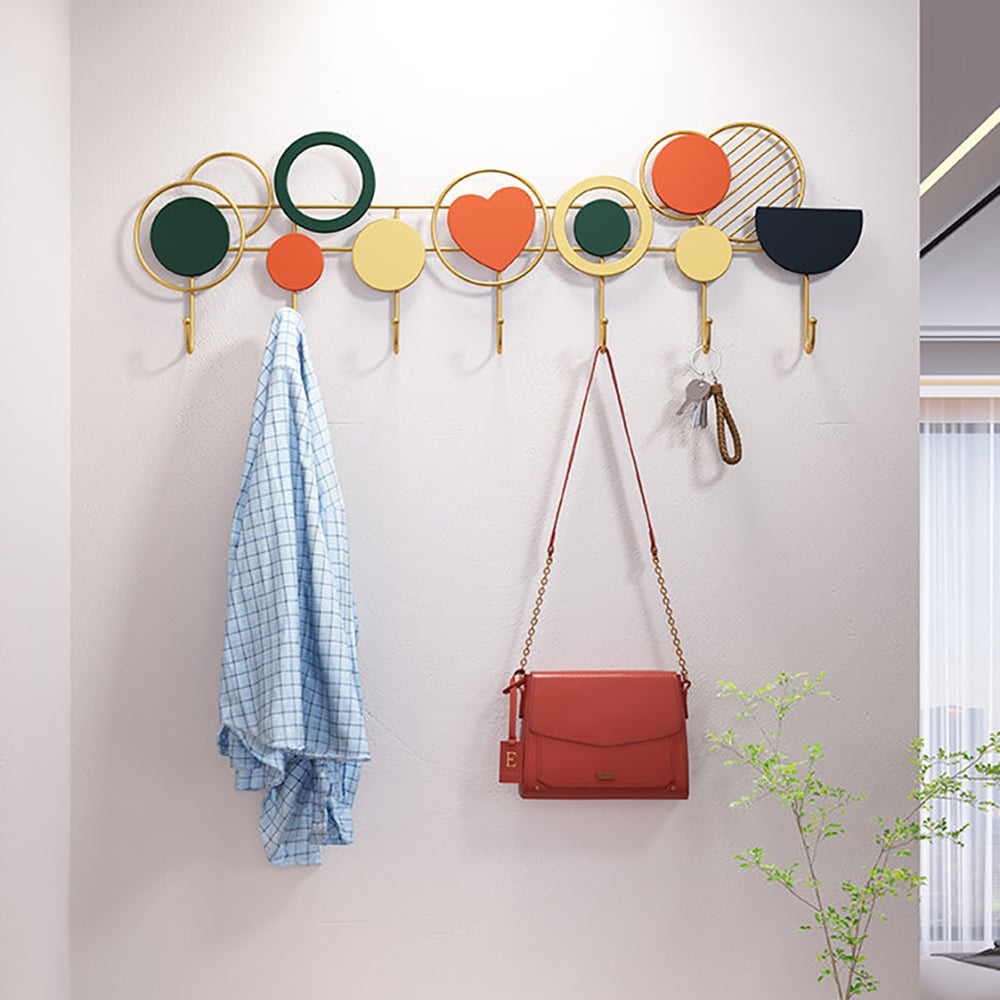7-Hook Modern Entryway Wall Mounted Coat Rack - 
