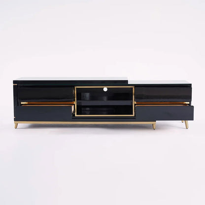 72.8" Black TV Media Console Extendable Up to 102" with Storage Drawers Cables Management - 