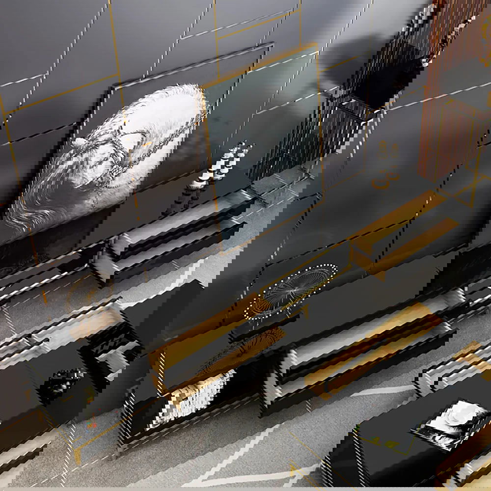 72.8" Black TV Media Console Extendable Up to 102" with Storage Drawers Cables Management - 