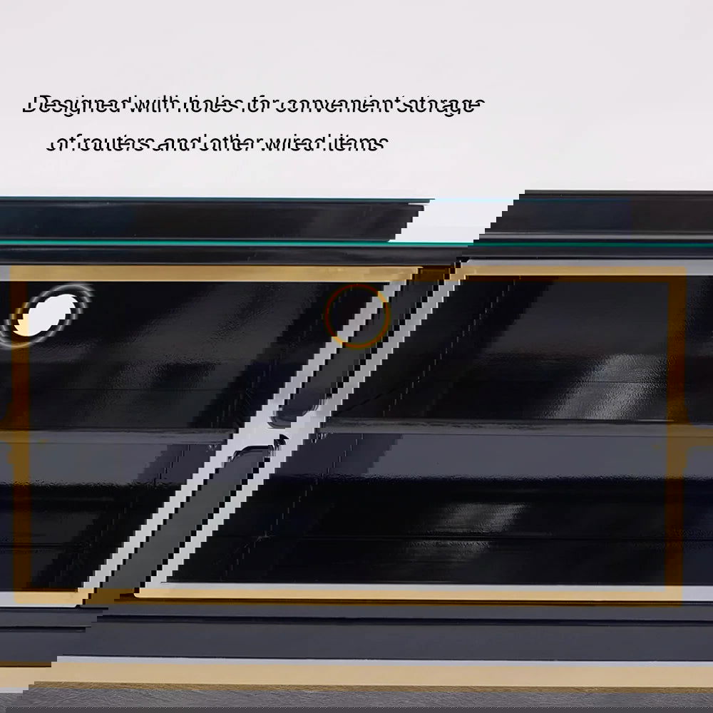 72.8" Black TV Media Console Extendable Up to 102" with Storage Drawers Cables Management - 