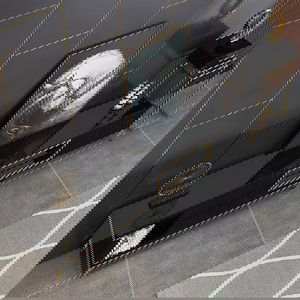 72.8" Black TV Media Console Extendable Up to 102" with Storage Drawers Cables Management - 